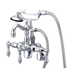 Hot Vintage 3-3/8" - 9" Adjustable Center Clawfoot Wall Mount Tub Filler with Hand Shower Tub Faucets