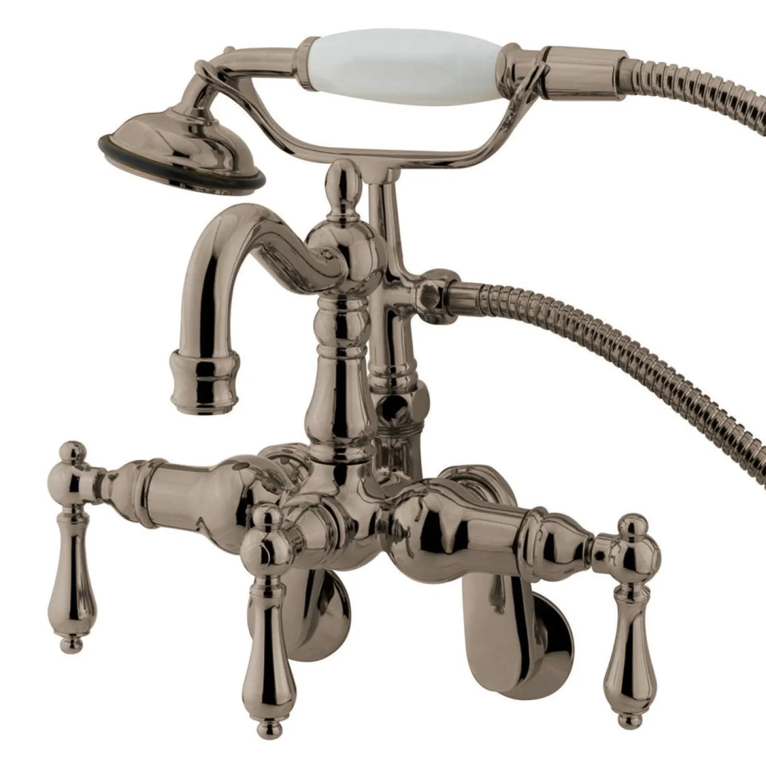 Hot Vintage 3-3/8" - 9" Adjustable Center Clawfoot Wall Mount Tub Filler with Hand Shower Tub Faucets