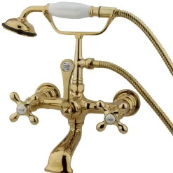 Best Vintage 7" Brass Wall Mount Clawfoot Tub Filler Faucet with Hand Shower Tub Faucets