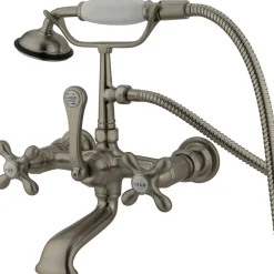Best Vintage 7" Brass Wall Mount Clawfoot Tub Filler Faucet with Hand Shower Tub Faucets