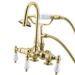 Hot Vintage 3-3/8" Brass Deck Mount Clawfoot Tub Filler with Hand Shower Tub Faucets