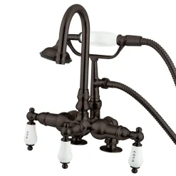 Hot Vintage 3-3/8" Brass Deck Mount Clawfoot Tub Filler with Hand Shower Tub Faucets