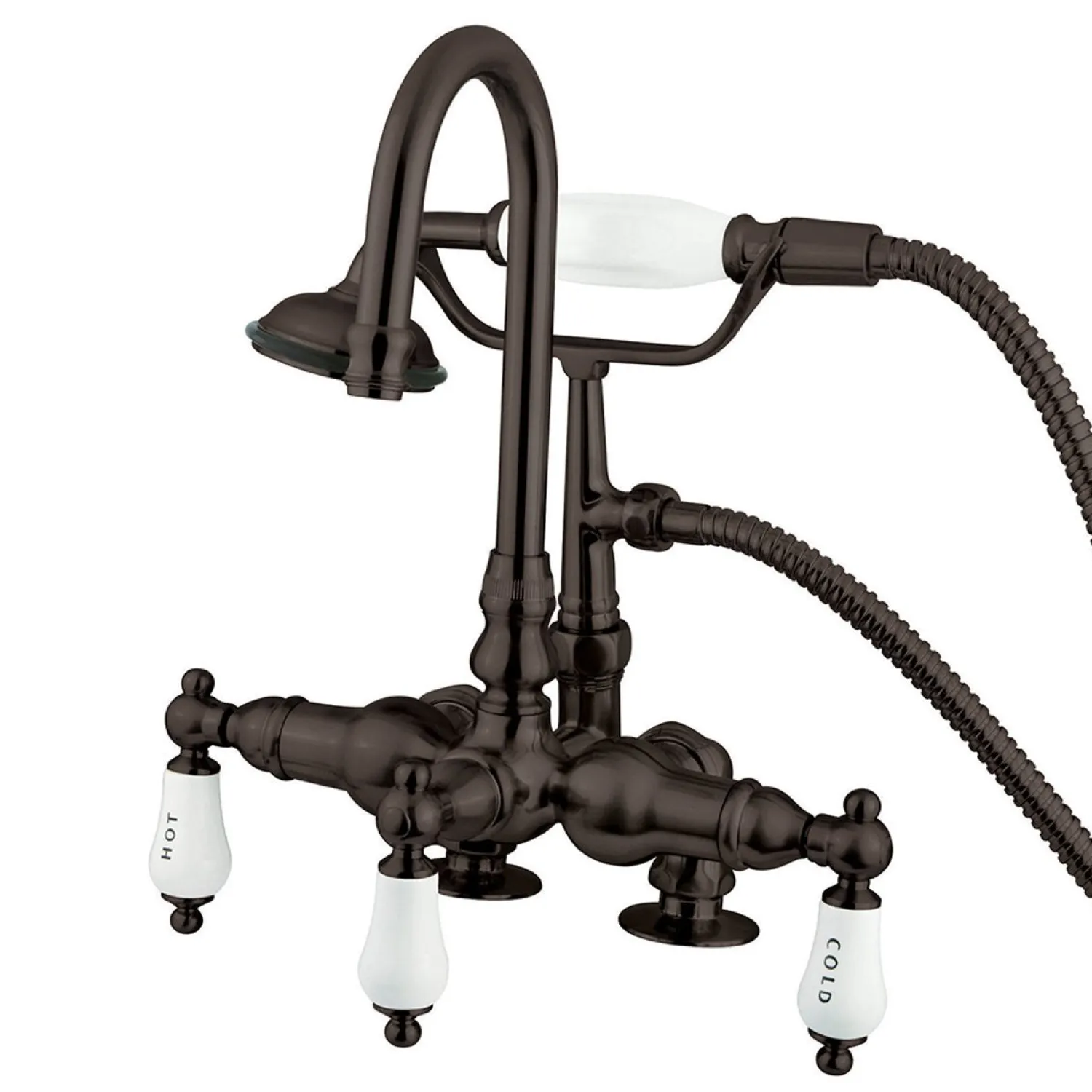 Hot Vintage 3-3/8" Brass Deck Mount Clawfoot Tub Filler with Hand Shower Tub Faucets