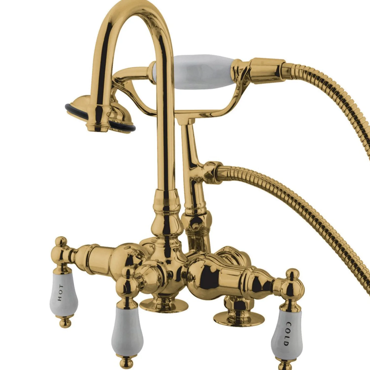 Hot Vintage 3-3/8" Brass Deck Mount Clawfoot Tub Filler with Hand Shower Tub Faucets