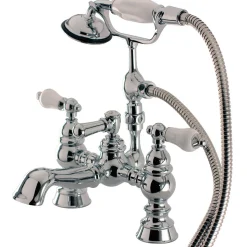 Sale Vintage 7" Brass Classic Deck Mount Clawfoot Tub Filler with Hand Shower Tub Faucets