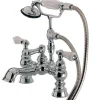 Clearance Vintage 7" Brass Deck Mount Clawfoot Tub Filler with Hand Shower Tub Faucets