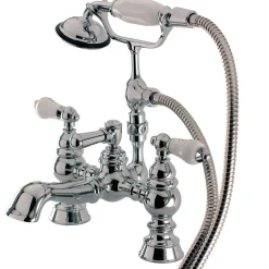 Clearance Vintage 7" Brass Deck Mount Clawfoot Tub Filler with Hand Shower Tub Faucets