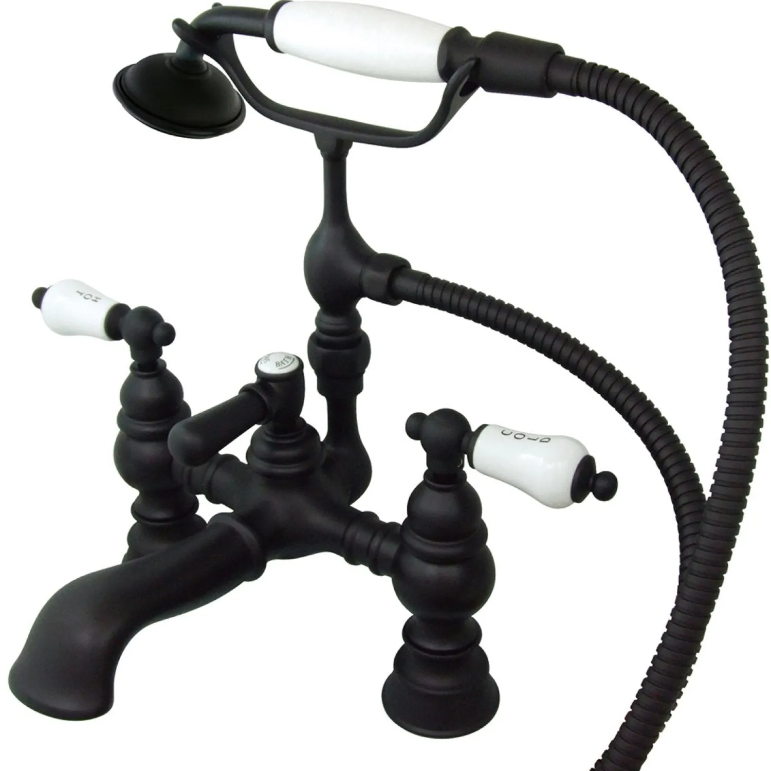 Clearance Vintage 7" Brass Deck Mount Clawfoot Tub Filler with Hand Shower Tub Faucets