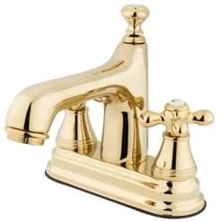 Hot Vintage 4" Centerset Two Handle Lavatory Faucet with Brass Pop-up 4" Center Set