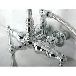 Clearance Vintage 3-3/8" Centers Wall Mount Clawfoot Tub Filler Faucet with Hand Shower Tub Faucets