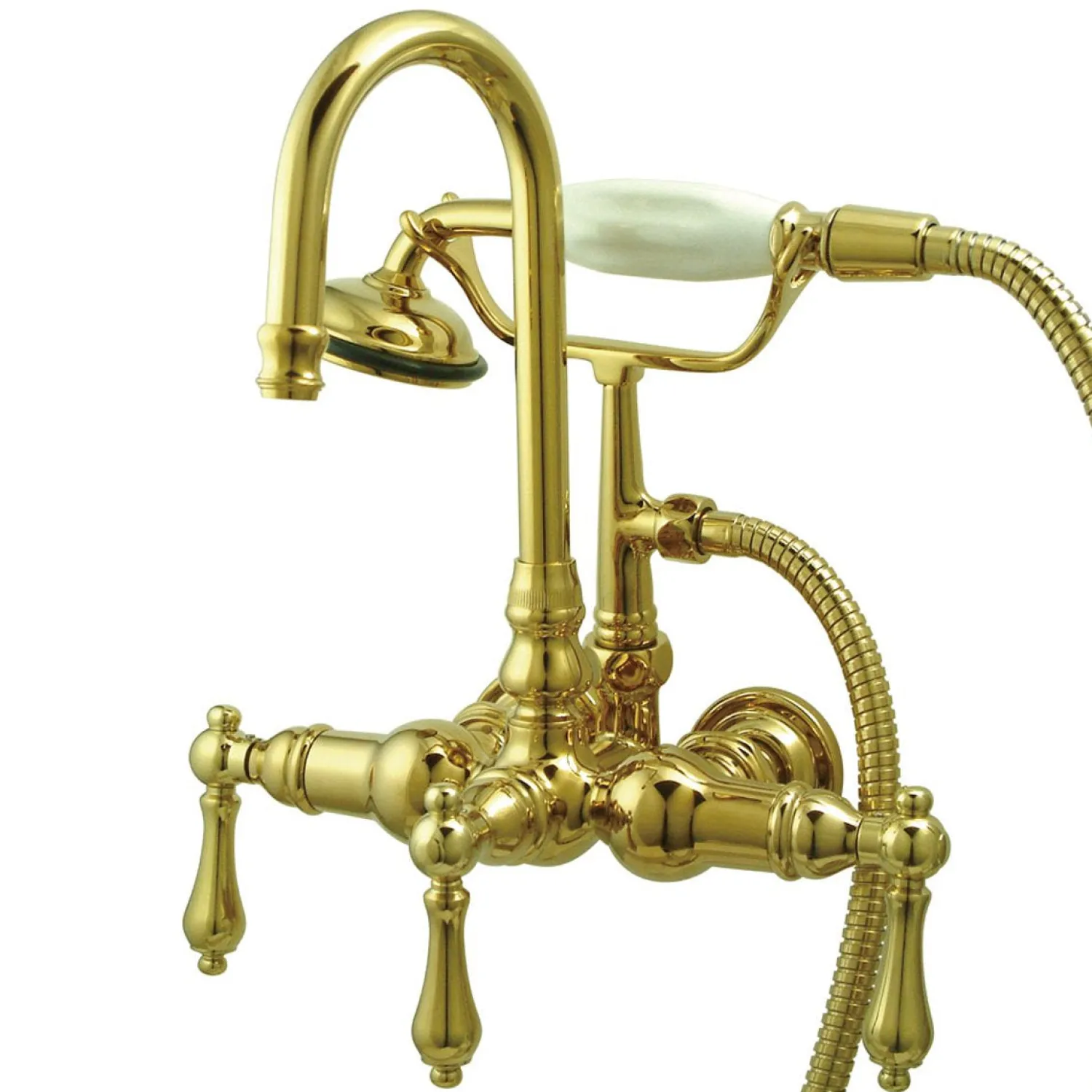 Clearance Vintage 3-3/8" Centers Wall Mount Clawfoot Tub Filler Faucet with Hand Shower Tub Faucets