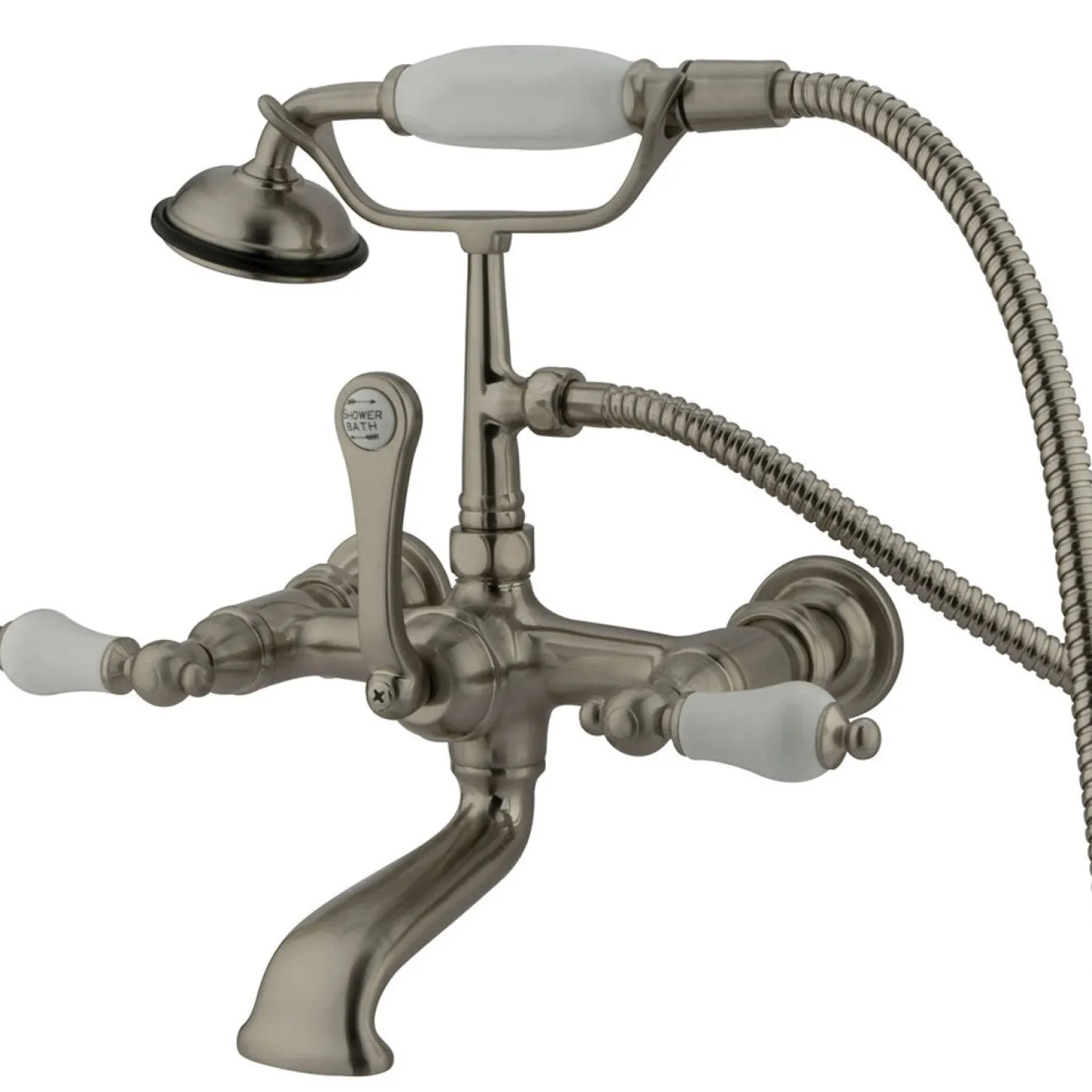 Clearance Vintage 7" Classic Wall Mount Clawfoot Tub Filler Faucet with Hand Shower Tub Faucets