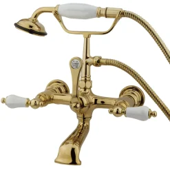 Clearance Vintage 7" Classic Wall Mount Clawfoot Tub Filler Faucet with Hand Shower Tub Faucets