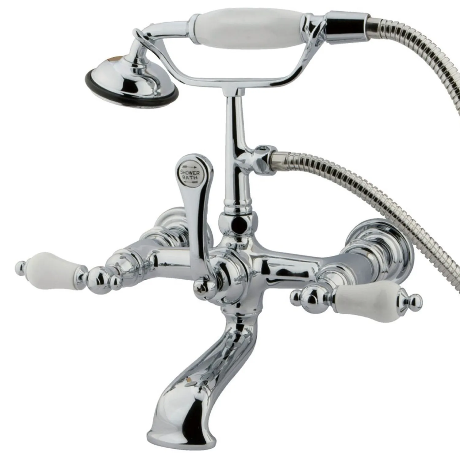 Clearance Vintage 7" Classic Wall Mount Clawfoot Tub Filler Faucet with Hand Shower Tub Faucets