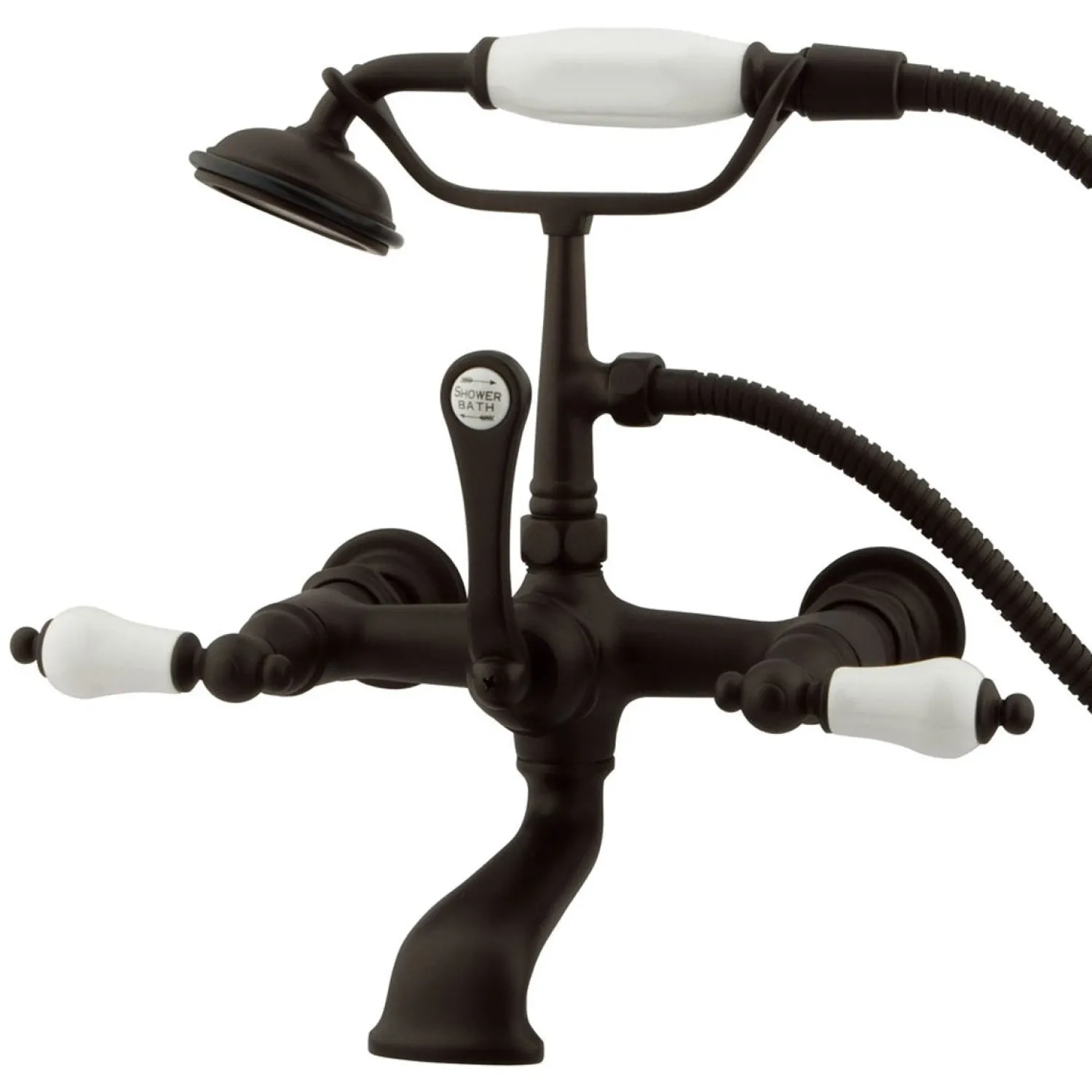 Clearance Vintage 7" Classic Wall Mount Clawfoot Tub Filler Faucet with Hand Shower Tub Faucets