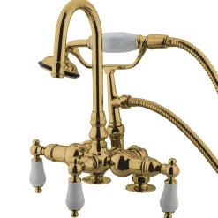 Best Vintage 3-3/8" Classic Clawfoot Deck Mount Tub Filler with Hand Shower Tub Faucets