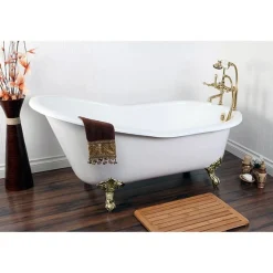 Clearance Vintage 7" Classic Deck Mount Clawfoot Tub Filler Faucet with Hand Shower Tub Faucets