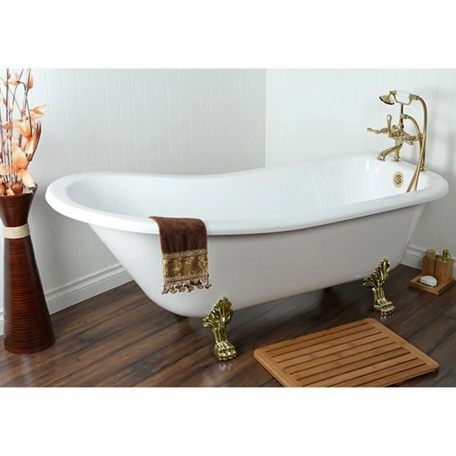 Clearance Vintage 7" Classic Deck Mount Clawfoot Tub Filler Faucet with Hand Shower Tub Faucets