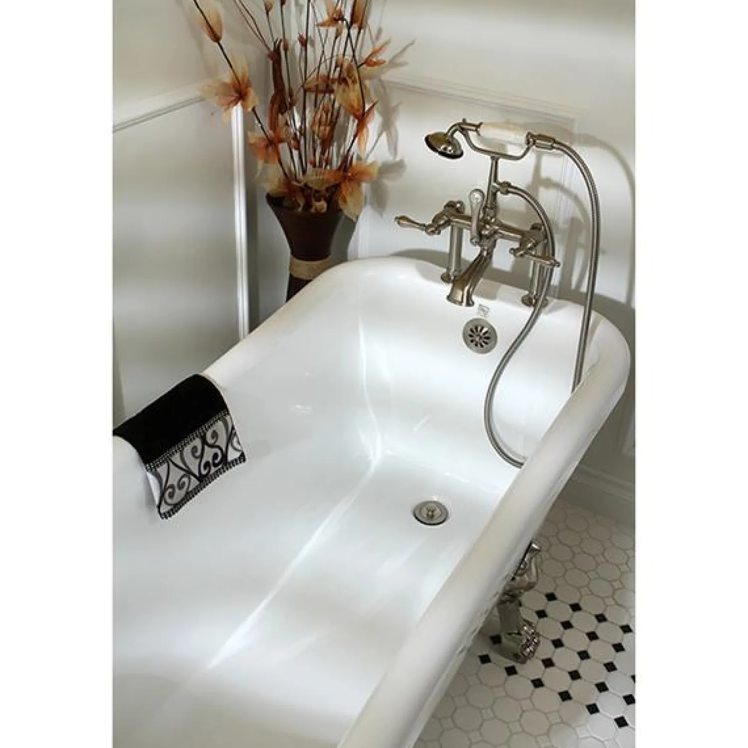 Clearance Vintage 7" Classic Deck Mount Clawfoot Tub Filler Faucet with Hand Shower Tub Faucets