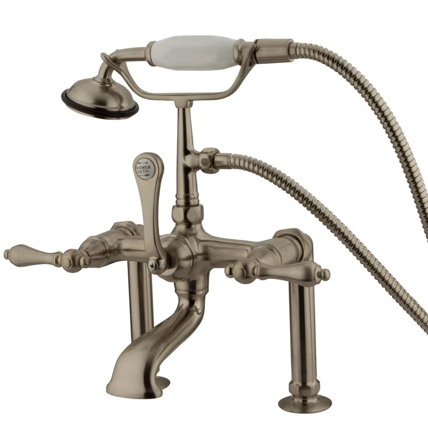 Clearance Vintage 7" Classic Deck Mount Clawfoot Tub Filler Faucet with Hand Shower Tub Faucets