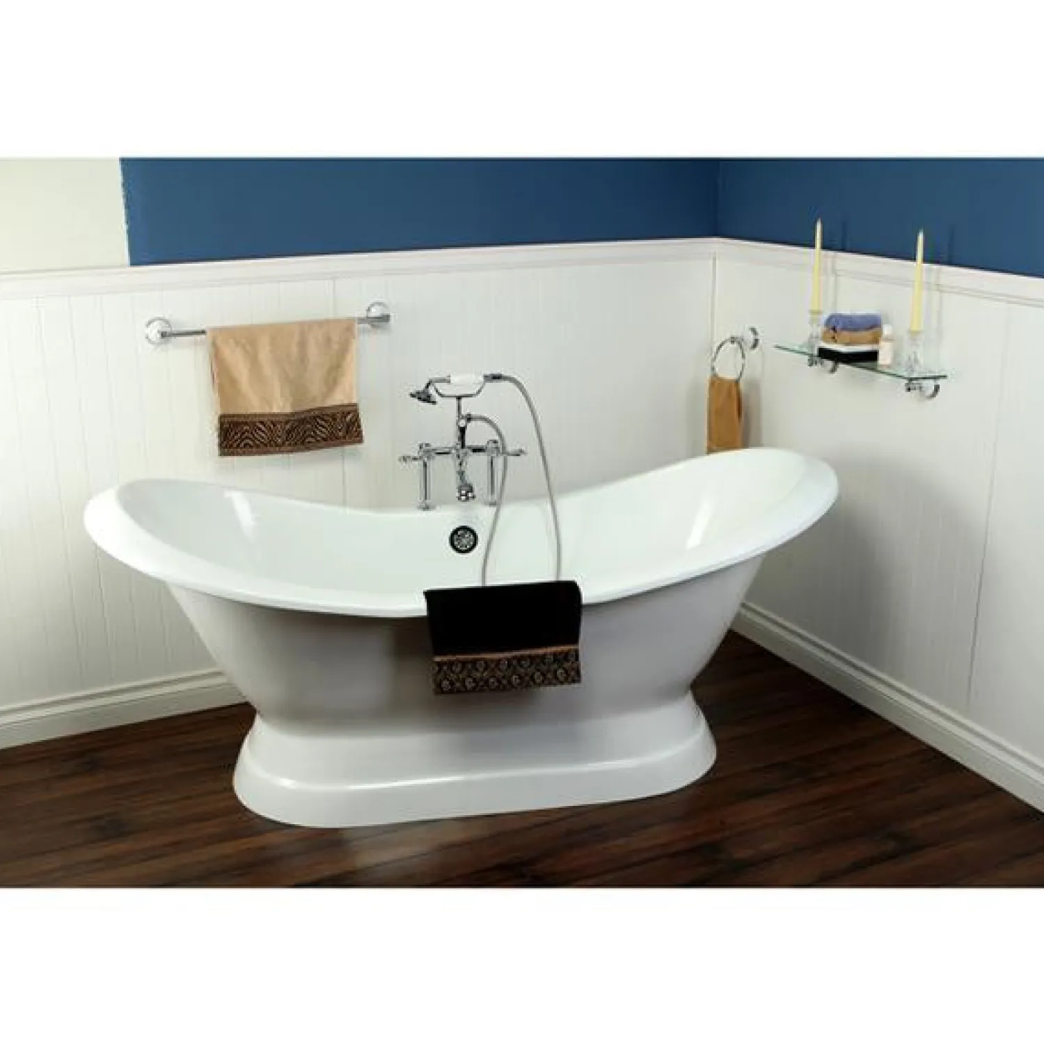 Clearance Vintage 7" Classic Deck Mount Clawfoot Tub Filler Faucet with Hand Shower Tub Faucets
