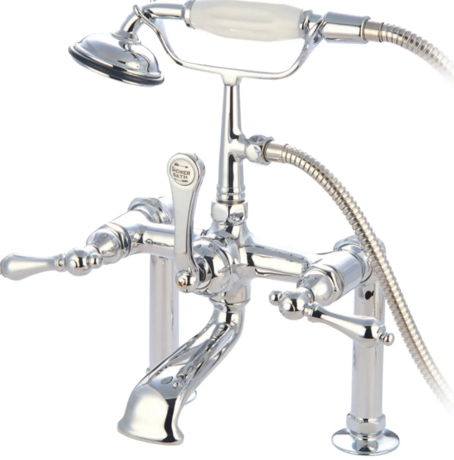 Clearance Vintage 7" Classic Deck Mount Clawfoot Tub Filler Faucet with Hand Shower Tub Faucets