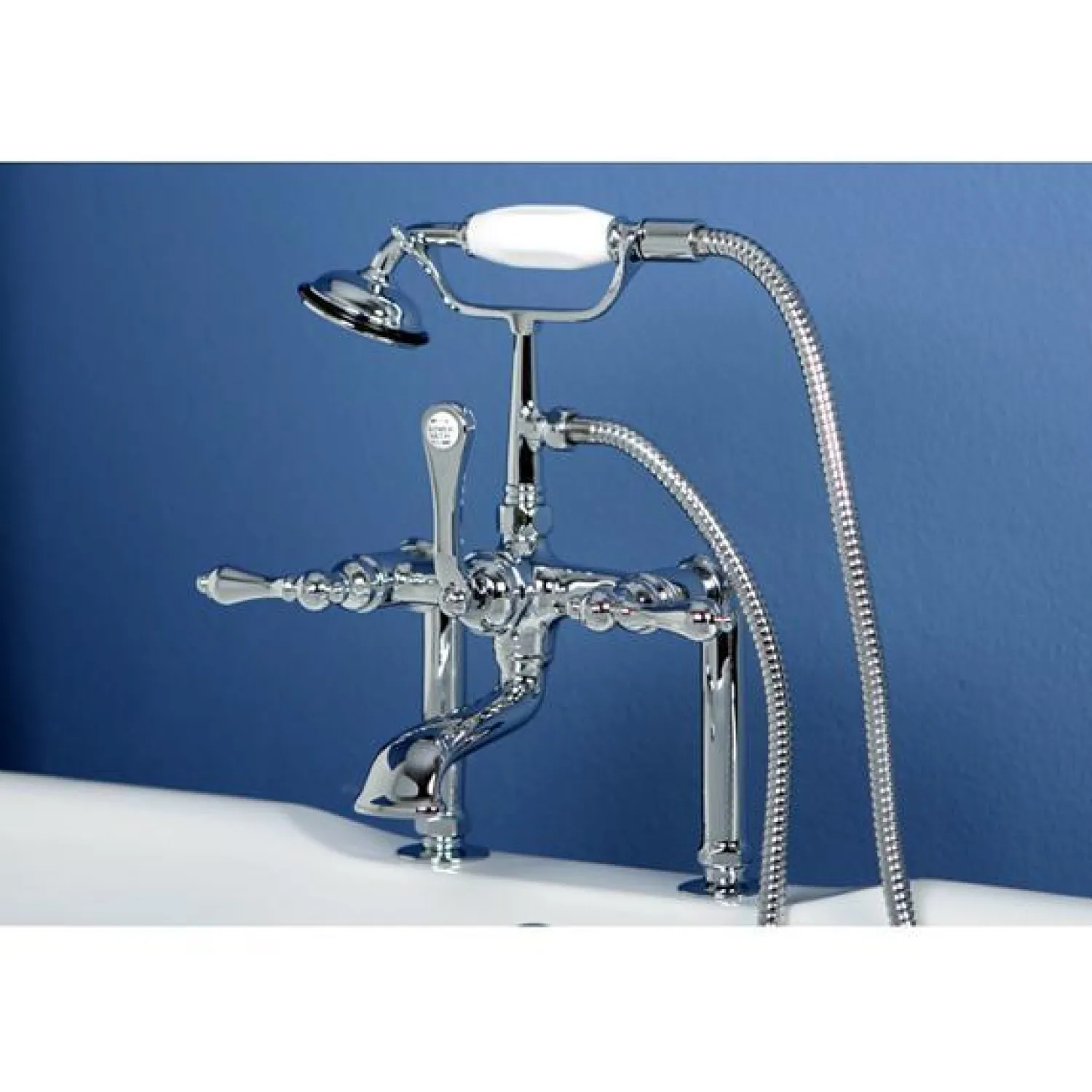 Clearance Vintage 7" Classic Deck Mount Clawfoot Tub Filler Faucet with Hand Shower Tub Faucets