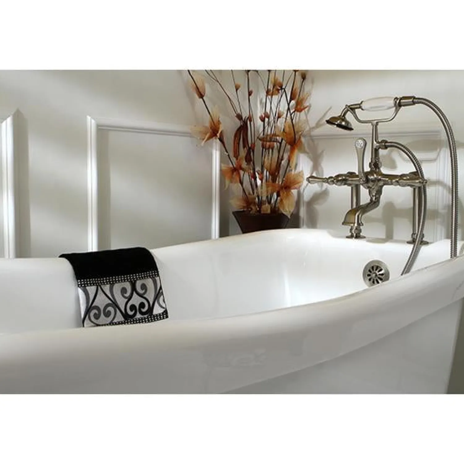 Clearance Vintage 7" Classic Deck Mount Clawfoot Tub Filler Faucet with Hand Shower Tub Faucets