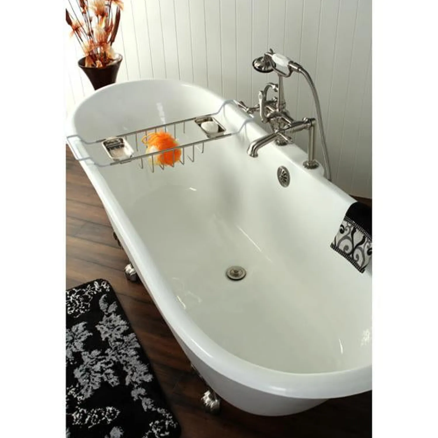 Clearance Vintage 7" Classic Deck Mount Clawfoot Tub Filler Faucet with Hand Shower Tub Faucets