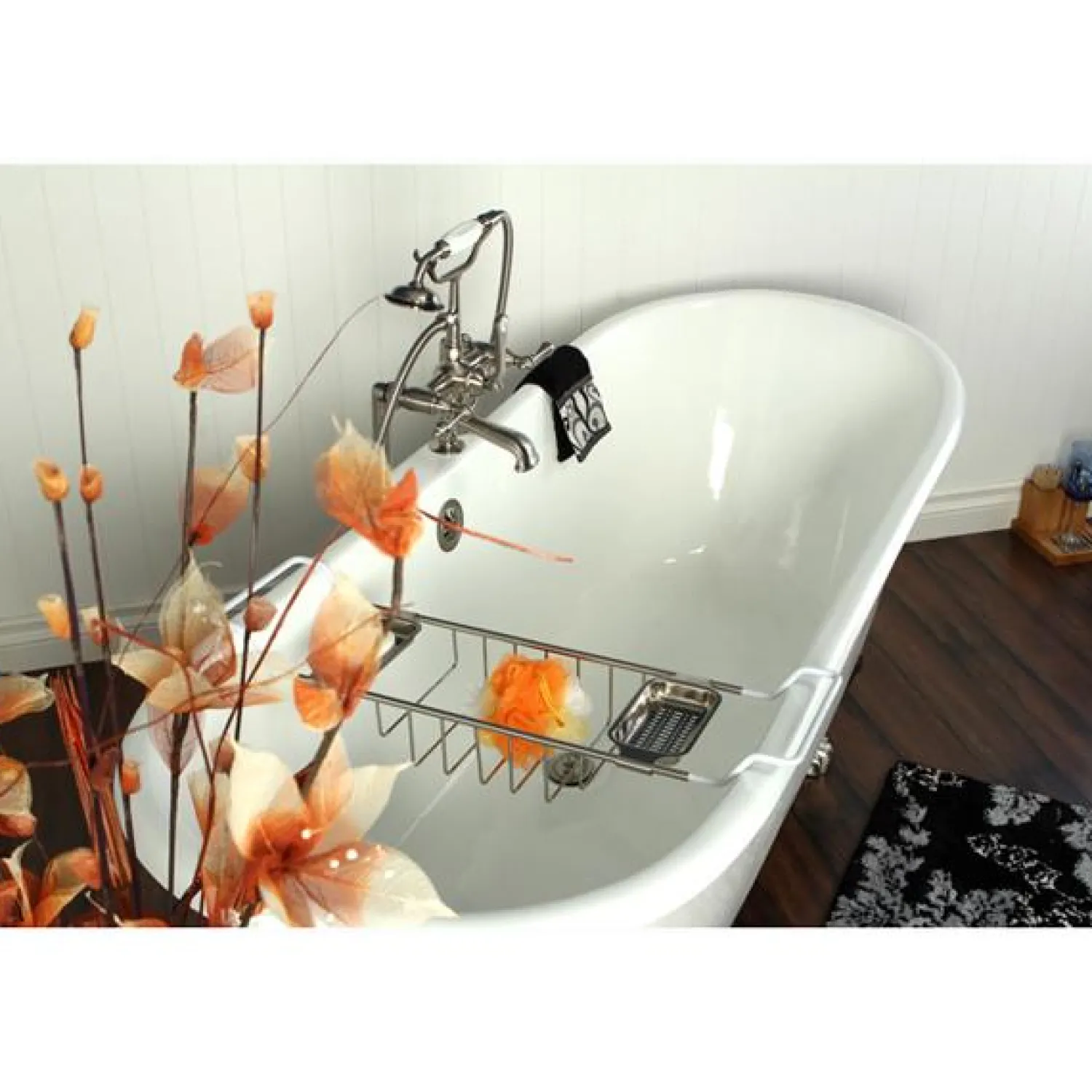 Clearance Vintage 7" Classic Deck Mount Clawfoot Tub Filler Faucet with Hand Shower Tub Faucets