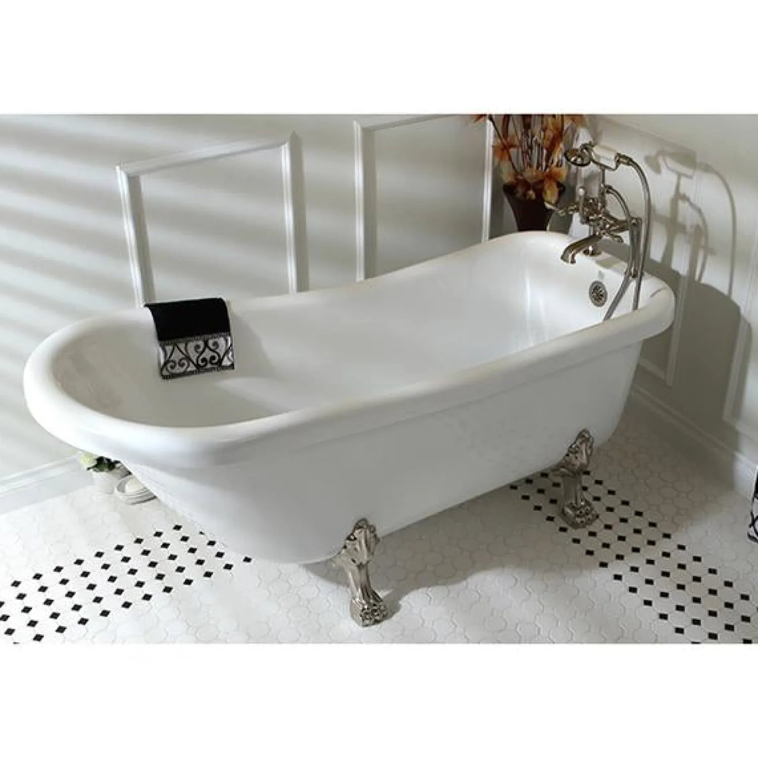 Clearance Vintage 7" Classic Deck Mount Clawfoot Tub Filler Faucet with Hand Shower Tub Faucets