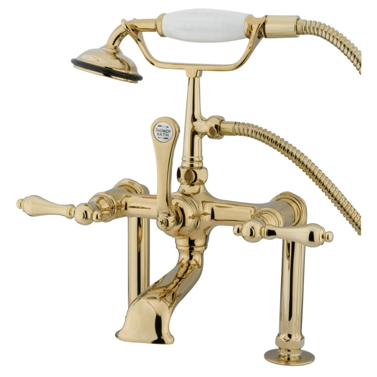 Clearance Vintage 7" Classic Deck Mount Clawfoot Tub Filler Faucet with Hand Shower Tub Faucets