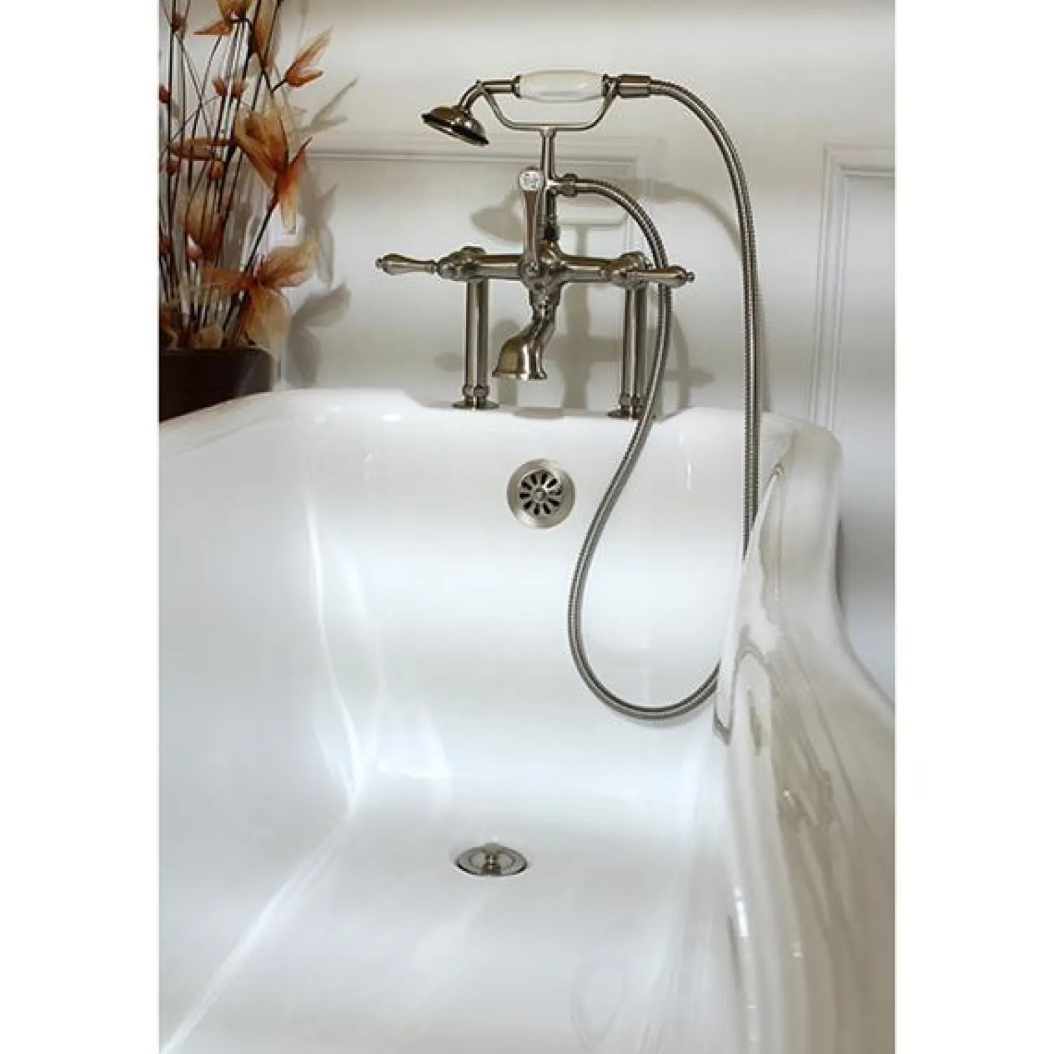 Clearance Vintage 7" Classic Deck Mount Clawfoot Tub Filler Faucet with Hand Shower Tub Faucets