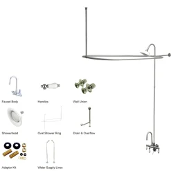 Discount Vintage Clawfoot Tub Package with High Rise Goose Neck in Polished Chrome Tub & Shower Sets|Tub Faucets
