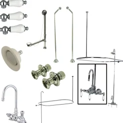Discount Vintage Clawfoot Tub Package with High Rise Goose Neck in Polished Chrome Tub & Shower Sets|Tub Faucets