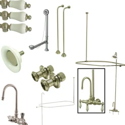 Vintage Clawfoot Tub Package with High Rise Goose Neck and 62" Shower Riser Tub & Shower Sets|Tub Faucets