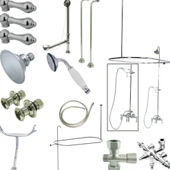 Vintage Clawfoot Tub Package with 22" Supply Lines and 62" Shower Riser Tub & Shower Sets|Tub Faucets
