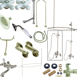 Sale Vintage Clawfoot Tub Wall Mount Package with Porcelain Cross Handles Tub Faucets
