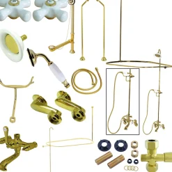 Sale Vintage Clawfoot Tub Wall Mount Package with Porcelain Cross Handles Tub Faucets
