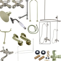 Online Vintage Clawfoot Tub Wall Mount Package with Metal Cross Handles Tub Faucets