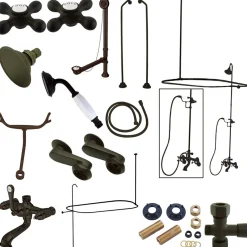 Online Vintage Clawfoot Tub Wall Mount Package with Metal Cross Handles Tub Faucets