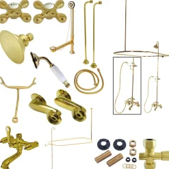 Vintage Clawfoot Tub Package with Metal Cross Handles Tub & Shower Sets|Tub Faucets