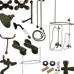 Vintage Clawfoot Tub Package with Metal Cross Handles Tub & Shower Sets|Tub Faucets