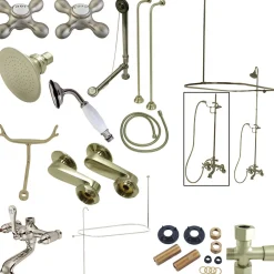 Vintage Clawfoot Tub Package with Metal Cross Handles Tub & Shower Sets|Tub Faucets