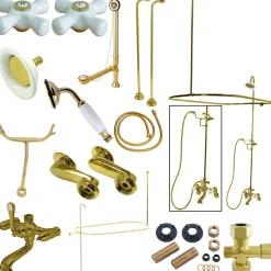 Sale Vintage Clawfoot Tub Package with Porcelain Cross Handles Tub & Shower Sets|Tub Faucets
