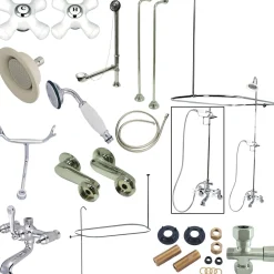Sale Vintage Clawfoot Tub Package with Porcelain Cross Handles Tub & Shower Sets|Tub Faucets