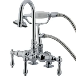 Vintage 3-3/8" Clawfoot Deck Mount Tub Filler with Hand Shower Tub Faucets