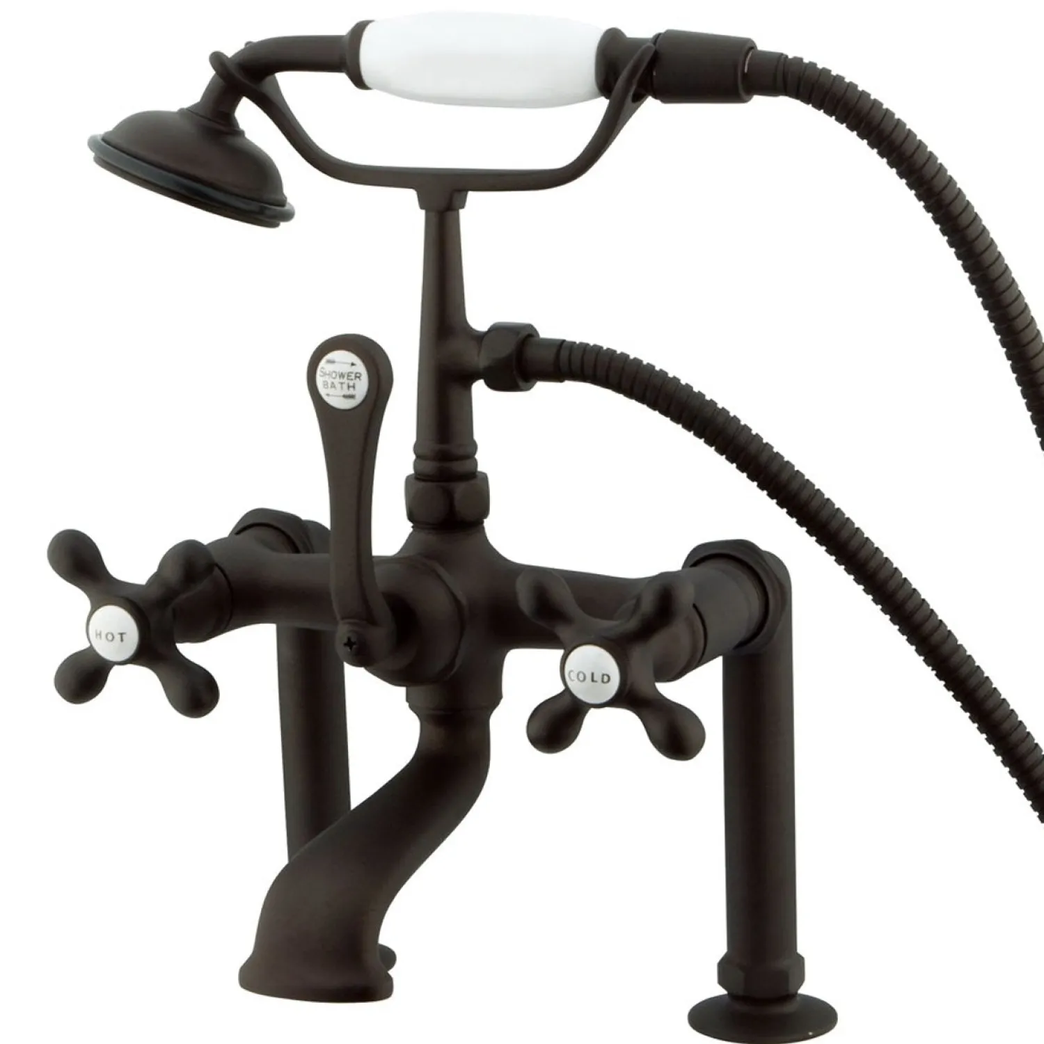 Hot Vintage 7" Clawfoot Deck Mount Tub Filler Faucet with Hand Shower Tub Faucets