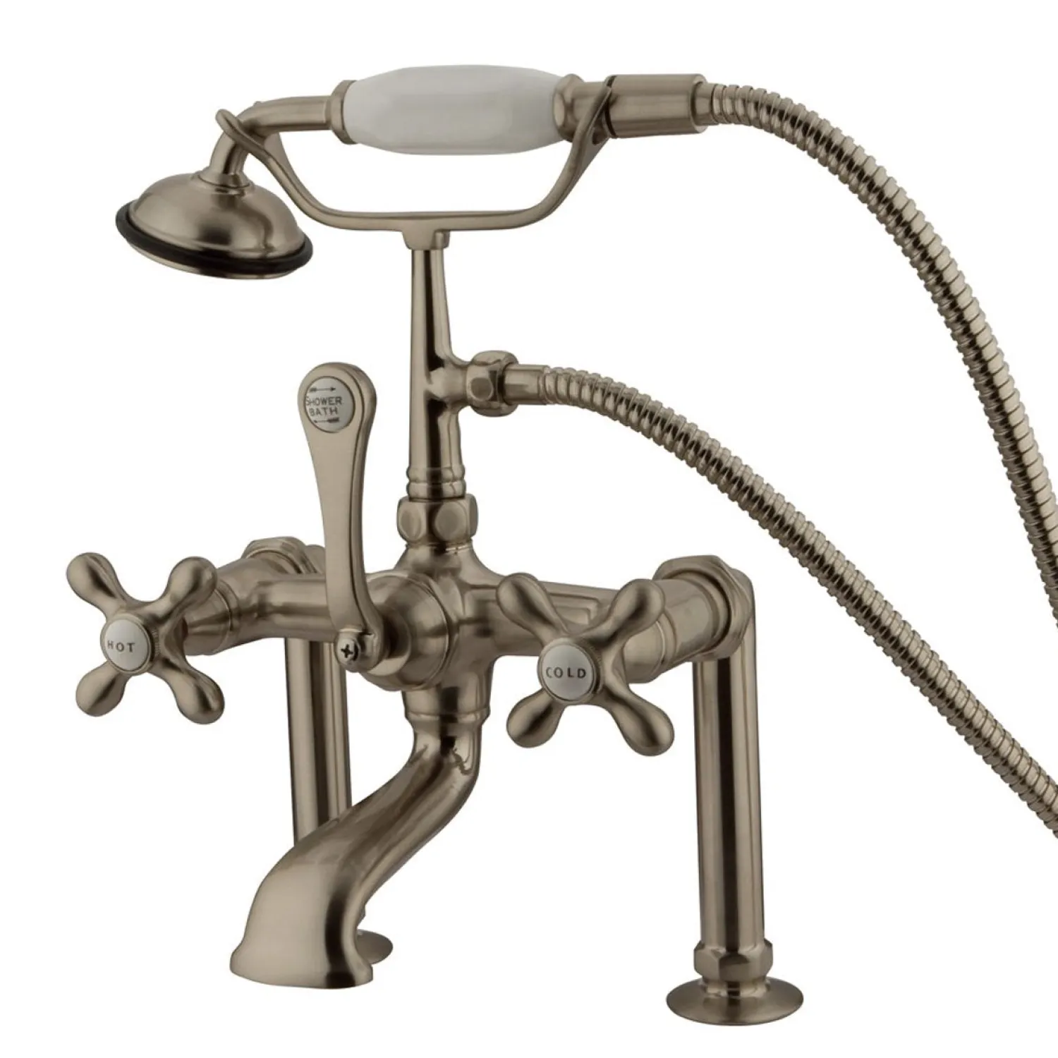 Hot Vintage 7" Clawfoot Deck Mount Tub Filler Faucet with Hand Shower Tub Faucets
