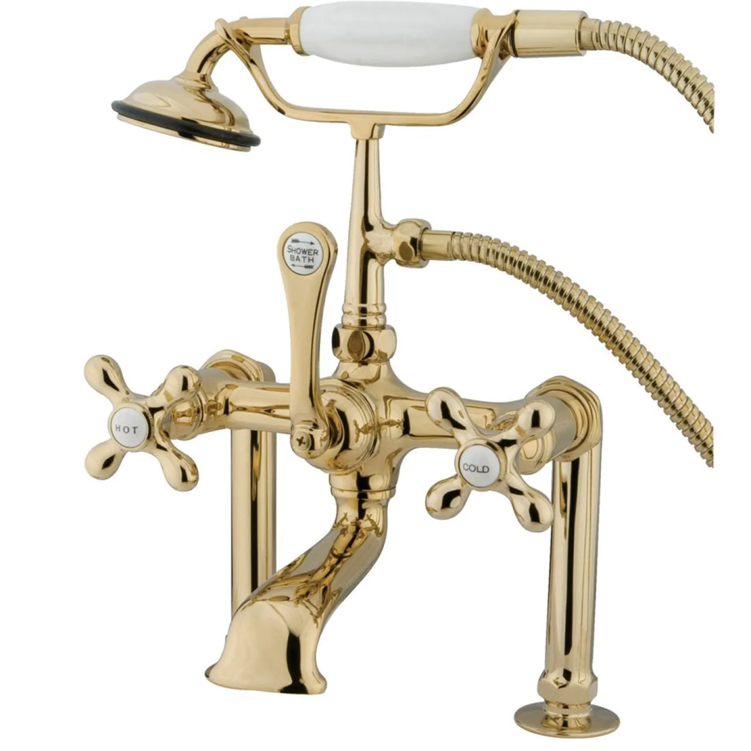 Hot Vintage 7" Clawfoot Deck Mount Tub Filler Faucet with Hand Shower Tub Faucets